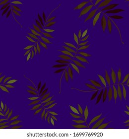 Modern abstract seamless pattern with watercolor tropical leaves for textile design. Retro summer background. Jungle foliage illustration. Swimwear botanical design. Vintage exotic print. Vector.