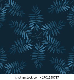 Modern abstract seamless pattern with watercolor tropical leaves for textile design. Retro summer background. Jungle foliage illustration. Swimwear botanical design. Vintage exotic print. Vector.