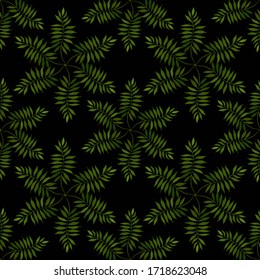 Modern abstract seamless pattern with watercolor tropical leaves for textile design. Retro summer background. Jungle foliage illustration. Swimwear botanical design. Vintage exotic print. Vector.