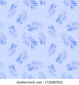 Modern abstract seamless pattern with watercolor tropical leaves for textile design. Retro summer background. Jungle foliage illustration. Swimwear botanical design. Vintage exotic print. Vector.