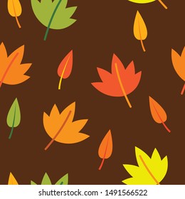 Modern abstract seamless patterns with natural colorful shapes. Autumn colors and fall leaves. Vector illustration in flat style for Wrapping paper, textile print, wallpaper.