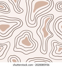 Modern abstract seamless wood texture background on pastel background. Vector line art illustration