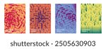 Modern abstract set of maze backgrounds. Vector design elements for web, flyer, poster, stationery, apps.