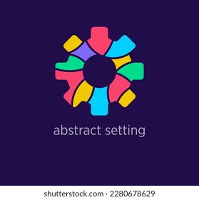 Modern abstract setting logo icon. Unique design color transitions. Colorful machine gear logo template. vector.