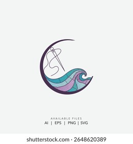 Modern Abstract Sewing Logo, Elegant Needle and Thread Logo, Unique Artisan Sewing Craft Logo