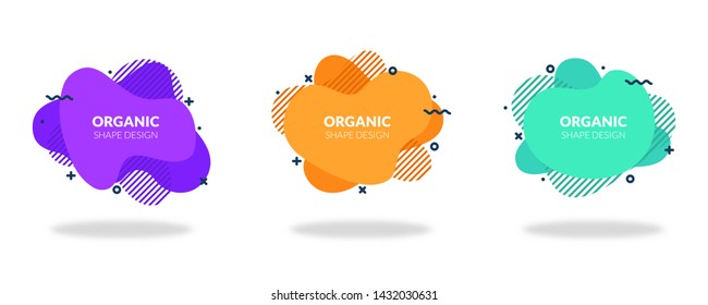 Modern abstract shape composition design set - colorful organic banner templates - collection of flat geometric liquid forms - can be used for logo flyer or presentation designs