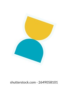 Modern abstract shape icon sticker. Bold round figure and flat symbol create a unique element. This graphic features a minimalist design with y2k aesthetic, ideal for contemporary projects.
