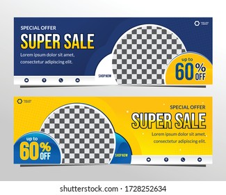 modern abstract shape super sale web banner design template discount holiday