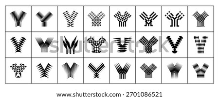 Modern abstract shape typeface letter Y logo set
