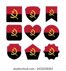 Modern Abstract Shapes of Angola Flag Vector Design Template