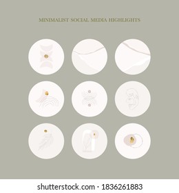 Modern abstract shapes art. Trendy organic forms and line art drawing. Chic boho style prints. Botanicals. Neutral pastel, blush pink, dusty pink, beige colors. Gold leaf foil. Logo, branding, web etc