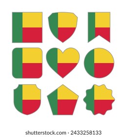 Modern Abstract Shapes of Benin Flag Vector Design Template