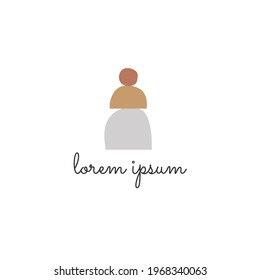 Modern abstract shapes, boho art. Hand drawn vector logo template in bohemian style. For branding and business identity, for business woman.