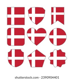 Modern Abstract Shapes of Denmark Flag Vector Design Template