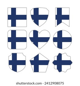 Modern Abstract Shapes of Finland Flag Vector Design Template