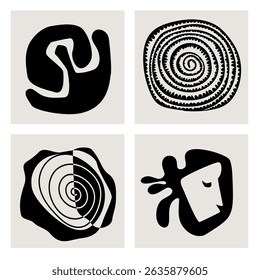 modern abstract shapes and forms square wall art prints set, vector illustration graphic