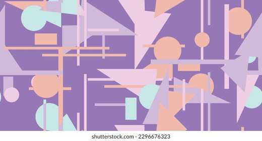 El patrón abstracto moderno forma un patrón geométrico sin costuras con círculos, rectángulos y cuadrados en un estilo retro escandinavo. Resumen de arte en mosaico. 