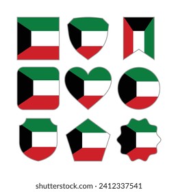 Modern Abstract Shapes of Kuwait Flag Vector Design Template