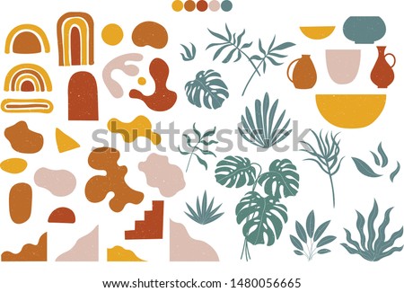 Modern abstract shapes and lines in trendy earthy hues