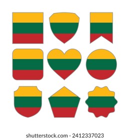 Modern Abstract Shapes of Lithuania Flag Vector Design Template