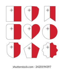 Modern Abstract Shapes of Malta Flag Vector Design Template