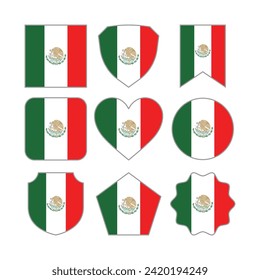 Modern Abstract Shapes of Mexico Flag Vector Design Template
