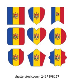 Modern Abstract Shapes of Moldova Flag Vector Design Template