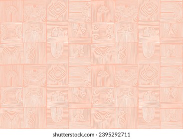 Modern abstract shapes monochrome seamless linear pattern with arches. Geometric textured pattern. Scandinavian graphic print. Neutral vector illustration for tile, wallpaper, carpet. Retro design.