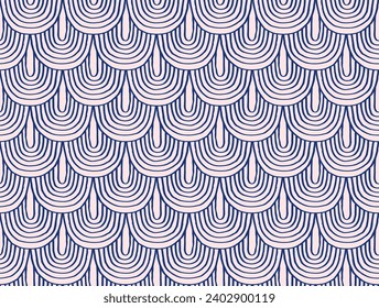Modern abstract shapes monochrome seamless linear pattern with arches. Geometric textured. Scandinavian graphic print. Japanese, Chinese illustration for tile, wallpaper, carpet, rug. Retro design.