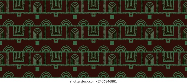 Modern abstract shapes monochrome seamless linear pattern with arches. Geometric textured pattern. Scandinavian graphic print. Neutral vector illustration for tile, wallpaper, carpet. Retro design.