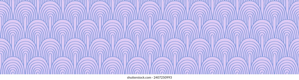 Modern abstract shapes monochrome seamless linear pattern with arches. Geometric textured. Scandinavian graphic print. Japanese, Chinese illustration for tile, wallpaper, carpet, rug. Retro design.