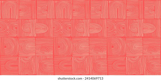 Modern abstract shapes monochrome seamless linear pattern with arches. Geometric textured pattern. Scandinavian graphic print. Neutral vector illustration for tile, wallpaper, carpet. Retro design.