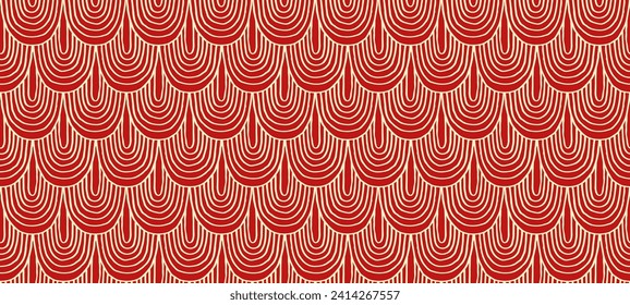Modern abstract shapes monochrome seamless linear pattern with arches. Geometric textured. Scandinavian graphic print. Japanese, Chinese illustration for tile, wallpaper, carpet, rug. Retro design.
