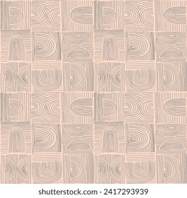 Modern abstract shapes monochrome seamless linear pattern with arches. Geometric textured pattern. Scandinavian graphic print. Neutral vector illustration for tile, wallpaper, carpet. Retro design.