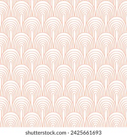 Formas abstractas modernas monocromas patrón lineal sin fisuras con arcos. Texturizado geométrico. Impresión gráfica escandinava. Ilustración japonesa, china para azulejo, papel pintado, alfombra, alfombra. Diseño retro.