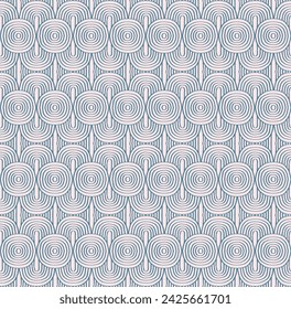 Modern abstract shapes monochrome seamless linear pattern with arches. Geometric textured. Scandinavian graphic print. Japanese, Chinese illustration for tile, wallpaper, carpet, rug. Retro design.