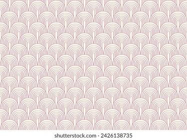 Modern abstract shapes monochrome seamless linear pattern with arches. Geometric textured. Scandinavian graphic print. Japanese, Chinese illustration for tile, wallpaper, carpet, rug. Retro design.