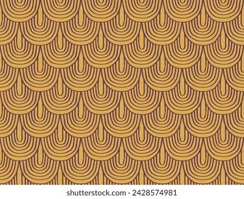 Modern abstract shapes monochrome seamless linear pattern with arches. Geometric textured. Scandinavian graphic print. Japanese, Chinese illustration for tile, wallpaper, carpet, rug. Retro design.