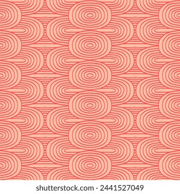 Modern abstract shapes monochrome seamless linear pattern with arches. Geometric textured. Scandinavian graphic print. Japanese, Chinese illustration for tile, wallpaper, carpet, rug. Retro design.