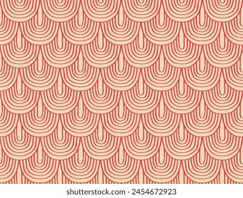 Modern abstract shapes monochrome seamless linear pattern with arches. Geometric textured. Scandinavian graphic print. Japanese, Chinese illustration for tile, wallpaper, carpet, rug. Retro design.