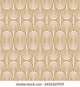 Modern abstract shapes monochrome seamless linear pattern with arches. Geometric textured. Scandinavian graphic print. Japanese, Chinese illustration for tile, wallpaper, carpet, rug. Retro design.