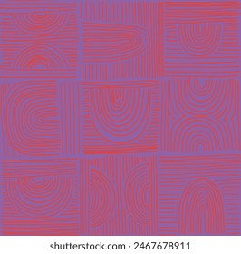 Modern abstract shapes monochrome seamless linear pattern with arches. Geometric textured pattern. Scandinavian graphic print. Neutral vector illustration for tile, wallpaper, carpet. Retro design.