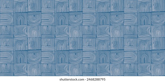 Modern abstract shapes monochrome seamless linear pattern with arches. Geometric textured pattern. Scandinavian graphic print. Neutral vector illustration for tile, wallpaper, carpet. Retro design.