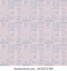 Modern abstract shapes monochrome seamless linear pattern with arches. Geometric textured pattern. Scandinavian graphic print. Neutral vector illustration for tile, wallpaper, carpet. Retro design.
