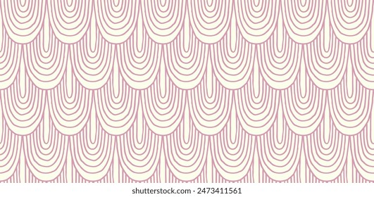 Modern abstract shapes monochrome seamless linear pattern with arches. Geometric textured. Scandinavian graphic print. Japanese, Chinese illustration for tile, wallpaper, carpet, rug. Retro design.