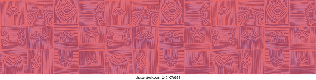 Modern abstract shapes monochrome seamless linear pattern with arches. Geometric textured pattern. Scandinavian graphic print. Neutral vector illustration for tile, wallpaper, carpet. Retro design.