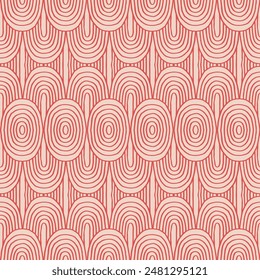 Modern abstract shapes monochrome seamless linear pattern with arches. Geometric textured. Scandinavian graphic print. Japanese, Chinese illustration for tile, wallpaper, carpet, rug. Retro design.