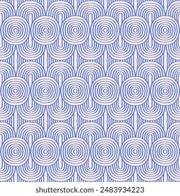 Modern abstract shapes monochrome seamless linear pattern with arches. Geometric textured. Scandinavian graphic print. Japanese, Chinese illustration for tile, wallpaper, carpet, rug. Retro design.