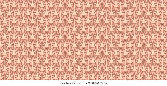 Modern abstract shapes monochrome seamless linear pattern with arches. Geometric textured. Scandinavian graphic print. Japanese, Chinese illustration for tile, wallpaper, carpet, rug. Retro design.