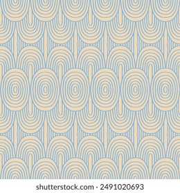 Modern abstract shapes monochrome seamless linear pattern with arches. Geometric textured. Scandinavian graphic print. Japanese, Chinese illustration for tile, wallpaper, carpet, rug. Retro design.